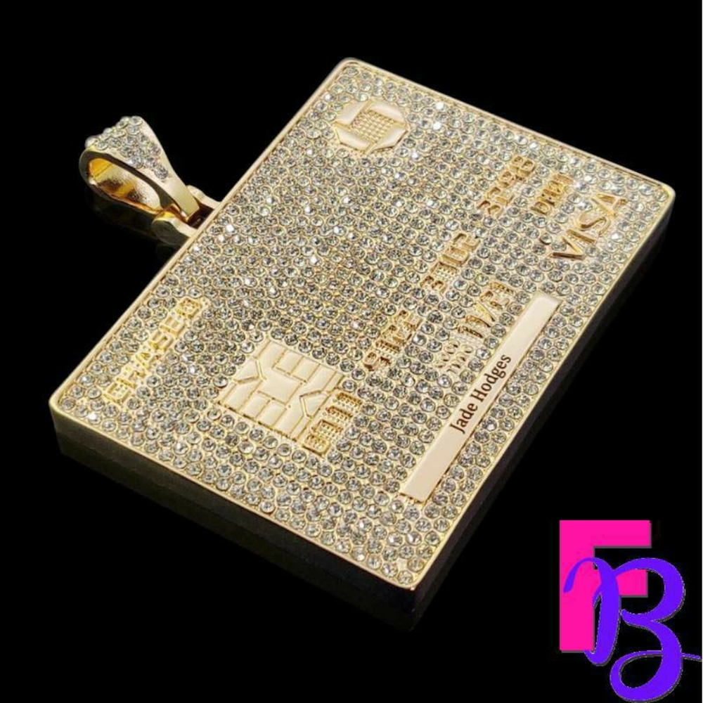 18k Gold Pave Diamond Credit Card Pendant - Picture 7 of 11